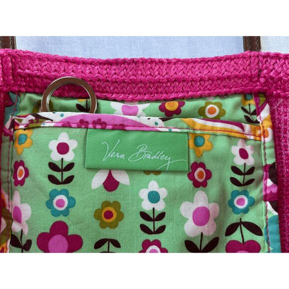 Vera Bradley Hot Pink Tote Bag, Leather Handles, Whale Design, Small Wallet - Picture 3 of 8